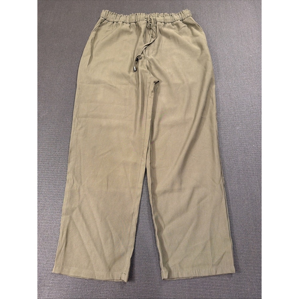 New Mango MNG Pants Womens Size Large Green Trousers Fluido Pull on Capsule